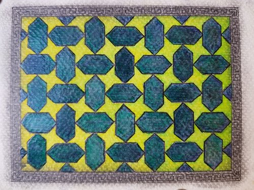 Khan floor with blue-green varnish