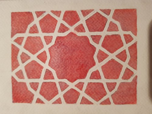 Red inked five-fold pattern