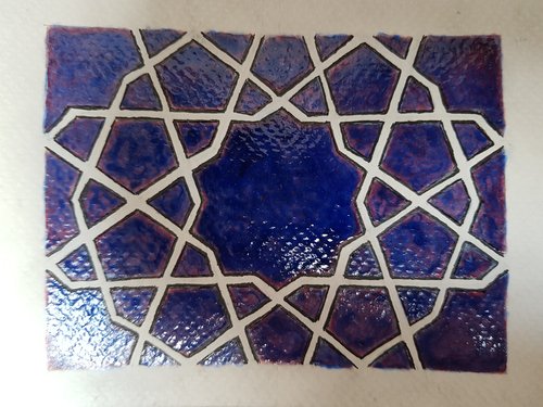 Blue painted five-fold pattern