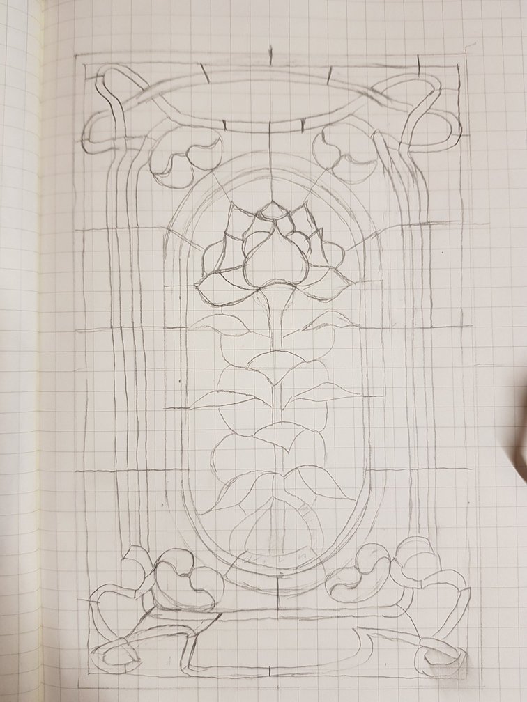 pencil sketch of the door design