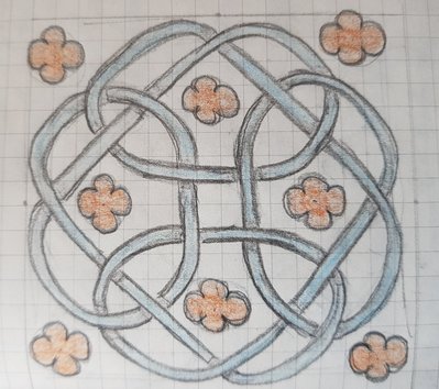 green and orange knot sketch