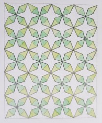 Green tile like watercolour design