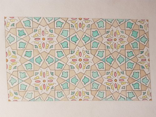 Painting of the final arabesque hex pattern