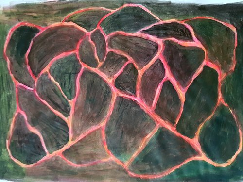 Painting of a lava field