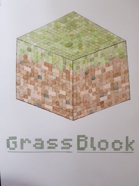Minecraft grass block labelled