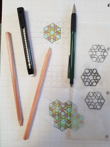 design of overlapping hexagons