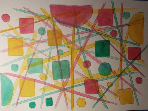 Abstract coloured shapes in acrylic