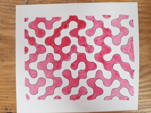 Red painted square Truchet pattern
