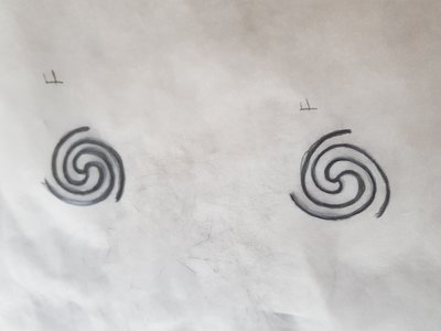 pencil trace of triple spiral