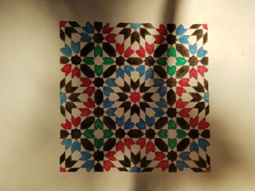 Final version of red, blue, green, and black zellij pattern